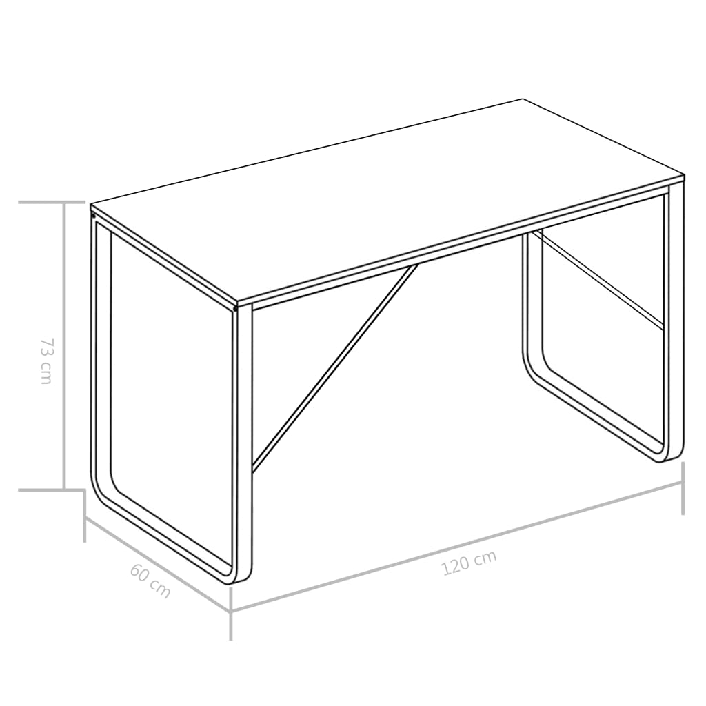 Computertisch Schwarz und Eiche 120x60x73 cm