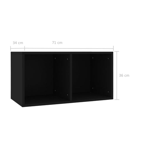 Schallplatten-Aufbewahrungsbox Schwarz 71x34x36cm Holzwerkstoff