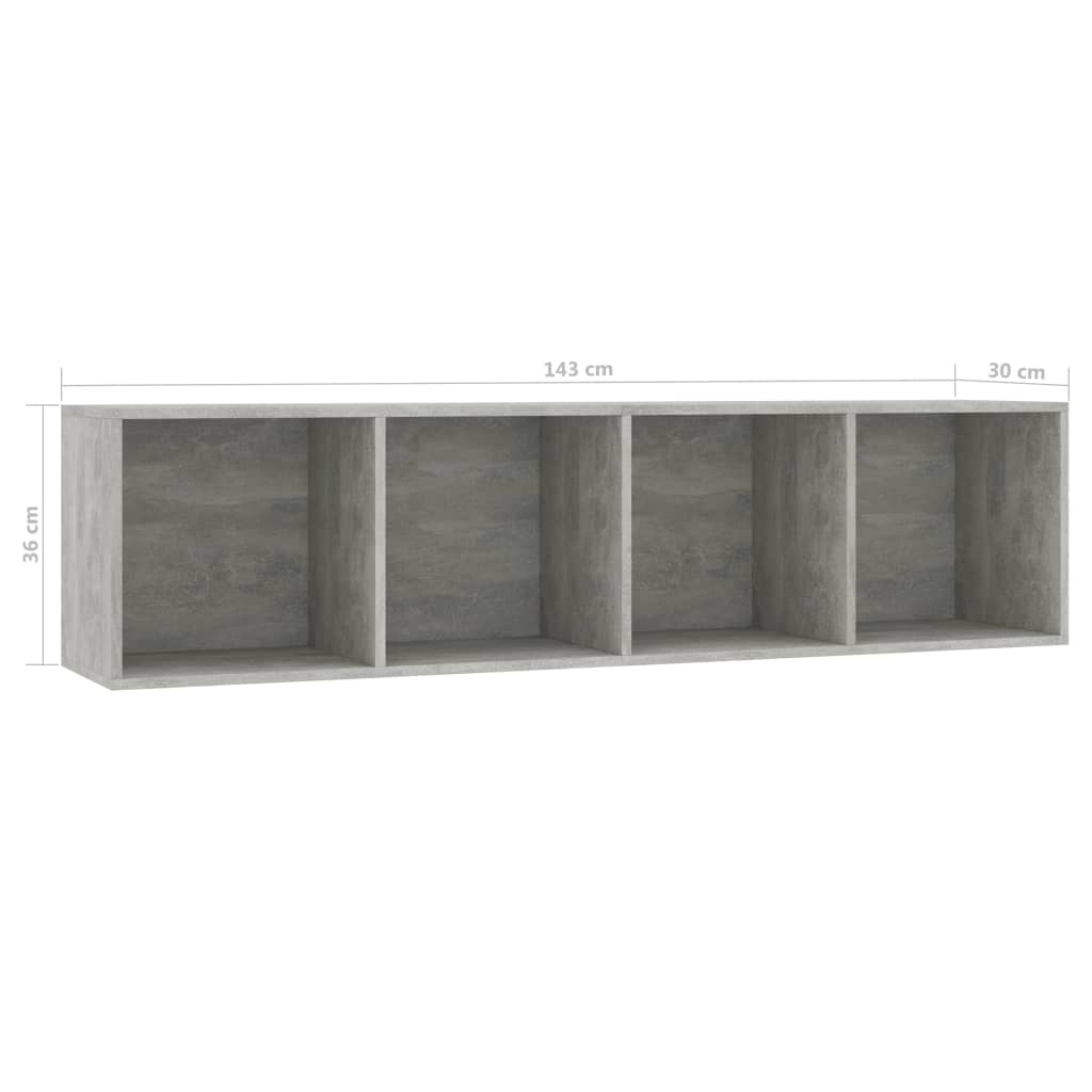 Bücherregal/TV-Schrank Betongrau 143×30×36 cm