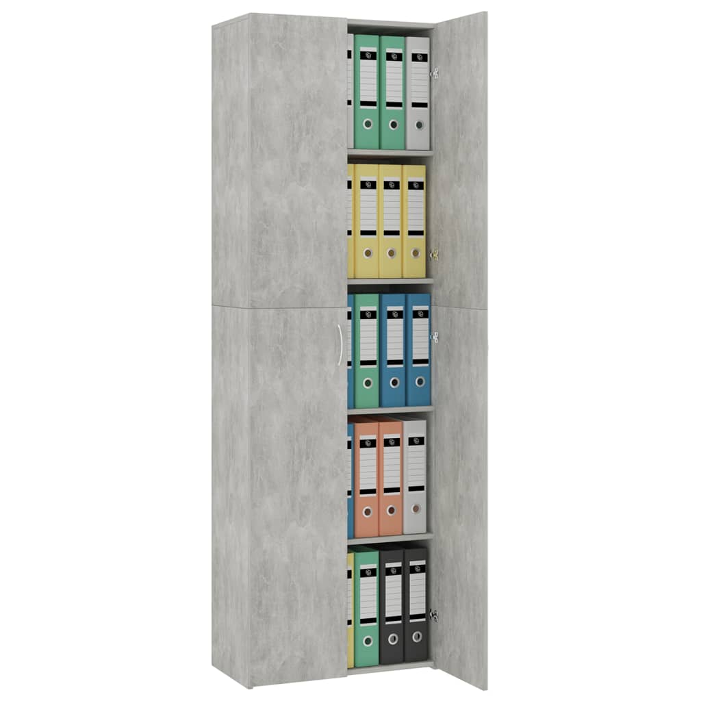 Büroschrank Betongrau 60x32x190 cm Holzwerkstoff