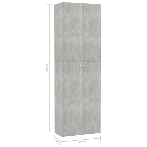 Büroschrank Betongrau 60x32x190 cm Holzwerkstoff