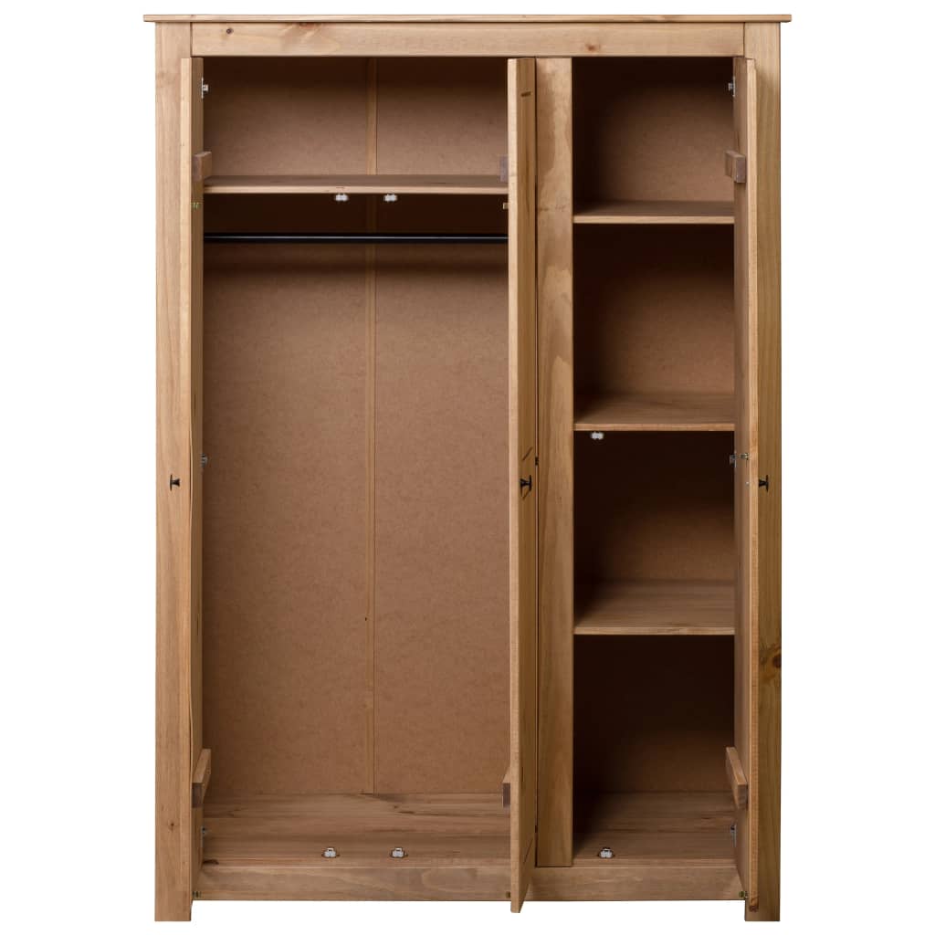 Kleiderschrank 3-Türig 118×50×171,5 cm Kiefer Panama Serie