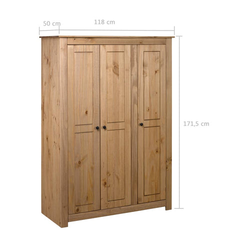 Kleiderschrank 3-Türig 118×50×171,5 cm Kiefer Panama Serie