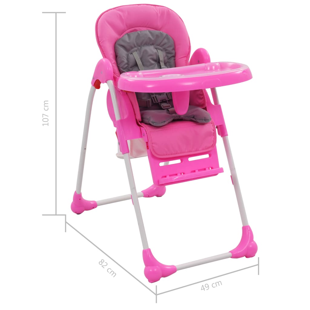 Baby-Hochstuhl Rosa und Grau