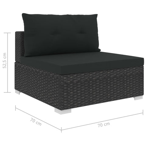 6-tlg. Garten-Lounge-Set mit Kissen Poly Rattan Schwarz