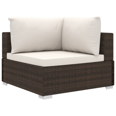 10-tlg. Garten-Lounge-Set mit Auflagen Poly Rattan Braun