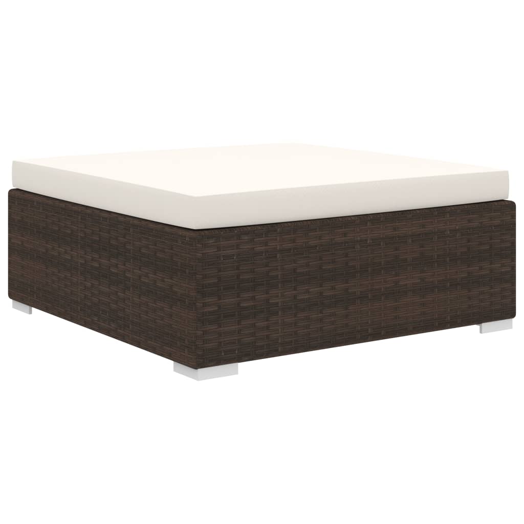 10-tlg. Garten-Lounge-Set mit Auflagen Poly Rattan Braun