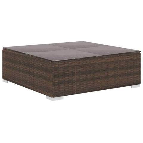 10-tlg. Garten-Lounge-Set mit Auflagen Poly Rattan Braun