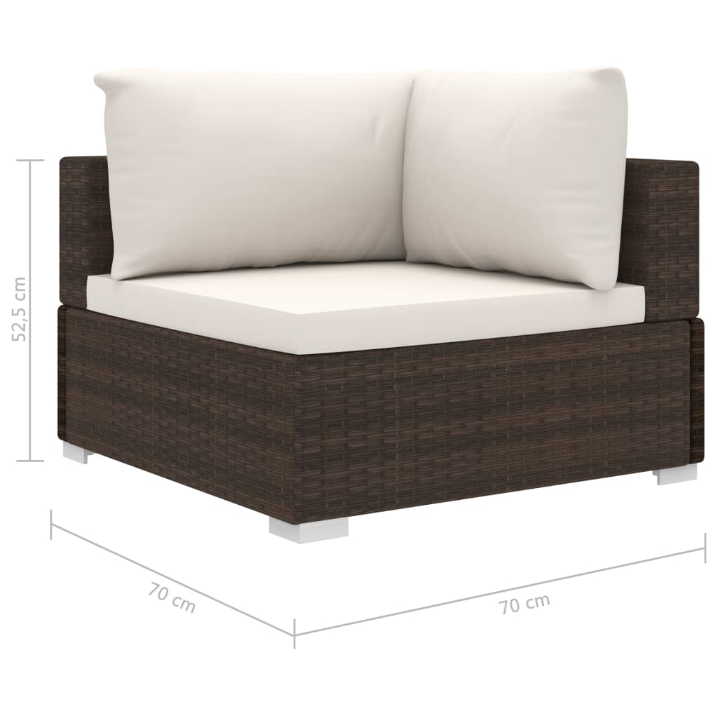 10-tlg. Garten-Lounge-Set mit Auflagen Poly Rattan Braun