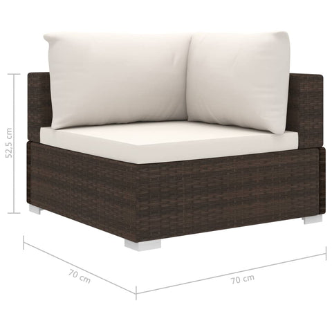 10-tlg. Garten-Lounge-Set mit Auflagen Poly Rattan Braun