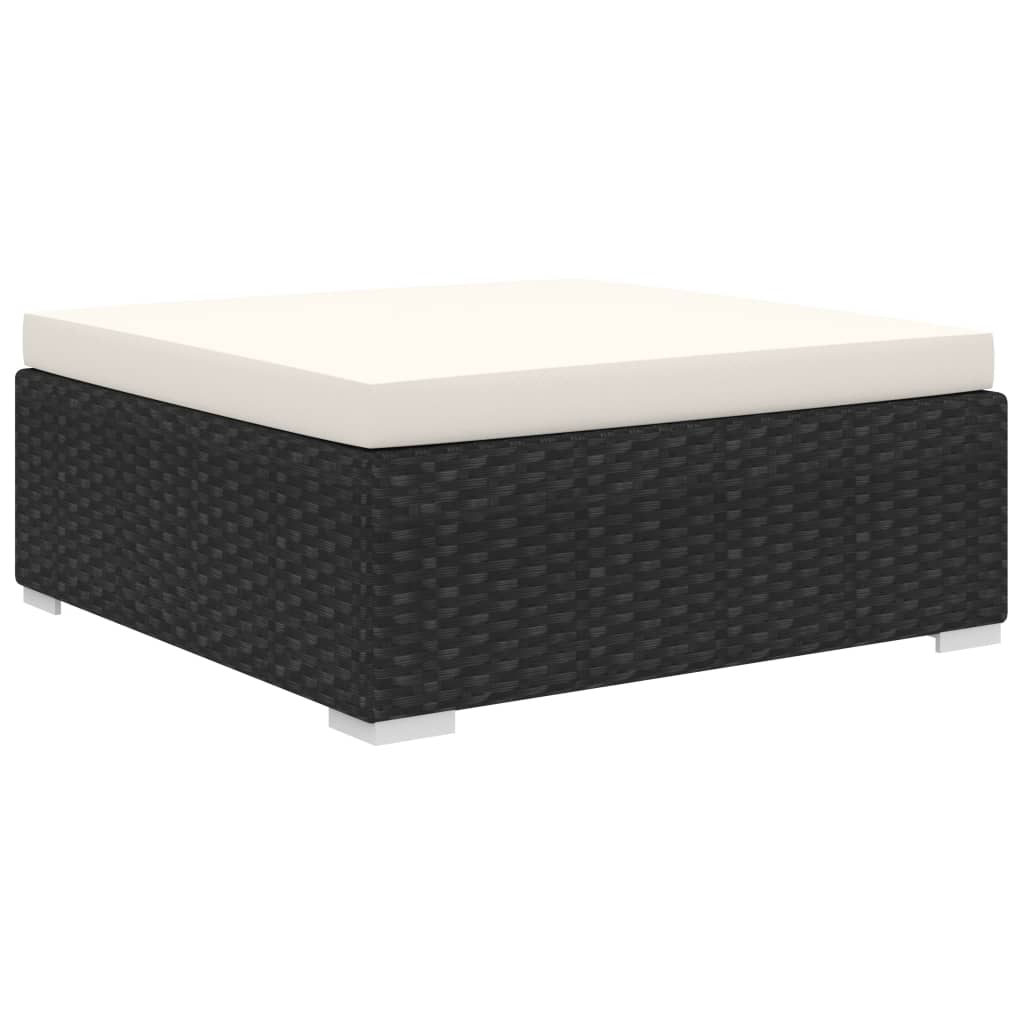 10-tlg. Garten-Lounge-Set mit Auflagen Poly Rattan Schwarz