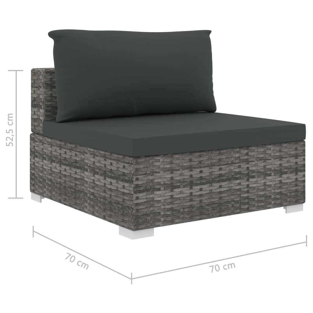 10-tlg. Garten-Lounge-Set mit Auflagen Poly Rattan Grau