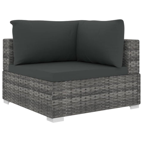 10-tlg. Garten-Lounge-Set mit Auflagen Poly Rattan Grau