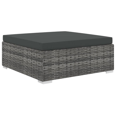 10-tlg. Garten-Lounge-Set mit Auflagen Poly Rattan Grau