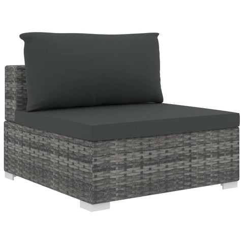 10-tlg. Garten-Lounge-Set mit Auflagen Poly Rattan Grau