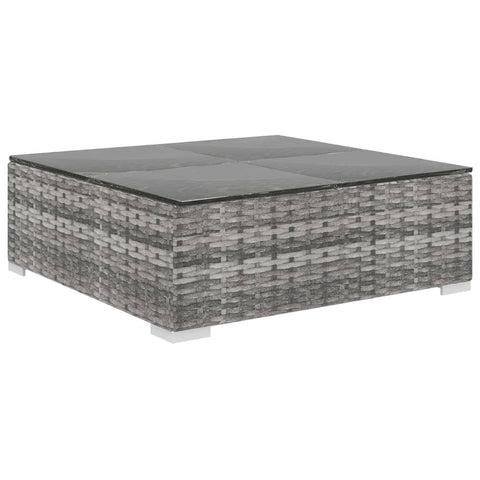 10-tlg. Garten-Lounge-Set mit Auflagen Poly Rattan Grau