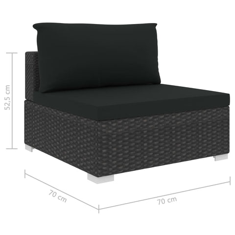 10-tlg. Garten-Lounge-Set mit Auflagen Poly Rattan Schwarz