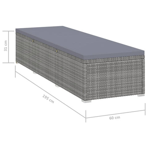 Sonnenliege mit Auflage Poly Rattan Grau