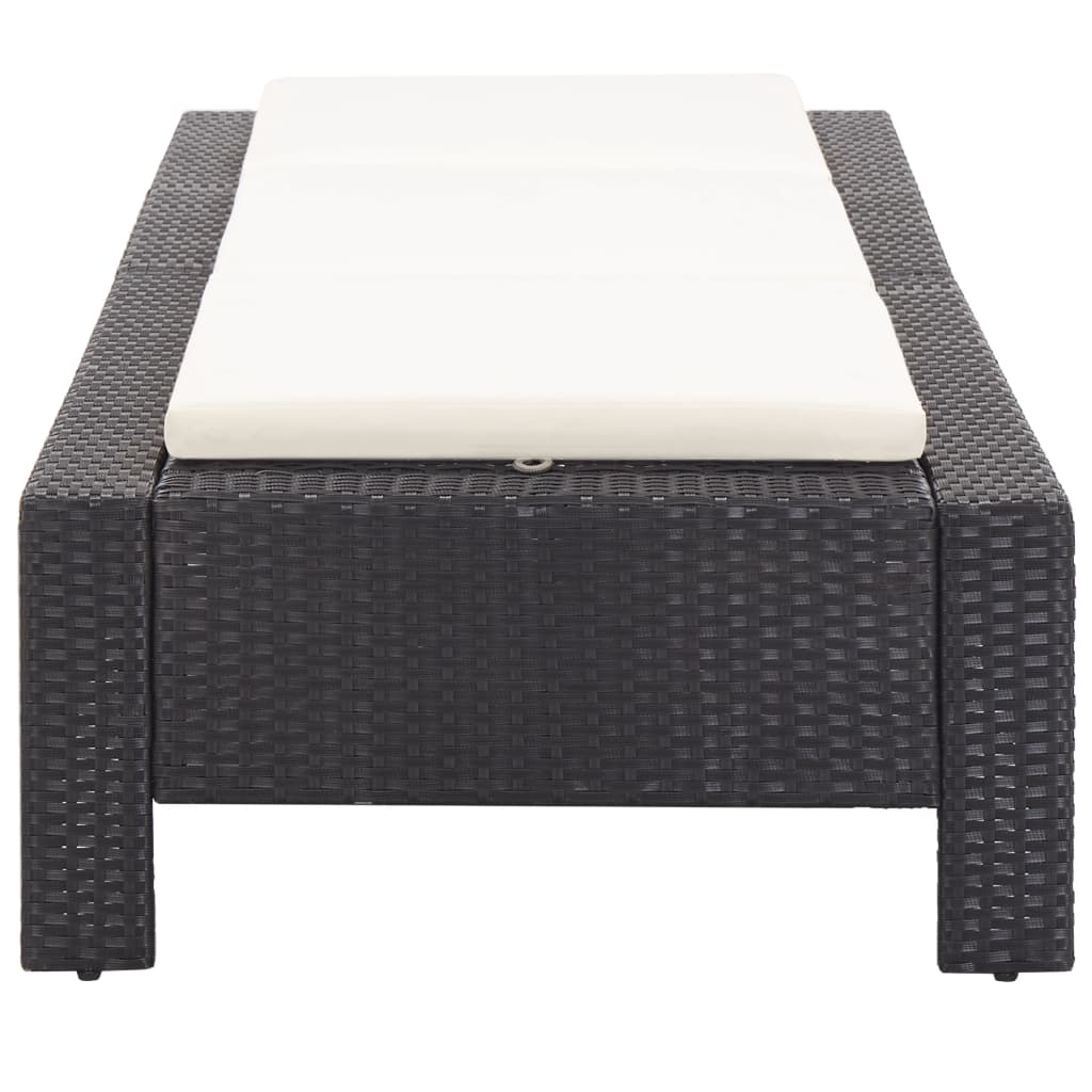 Sonnenliege mit Auflage Schwarz Poly Rattan