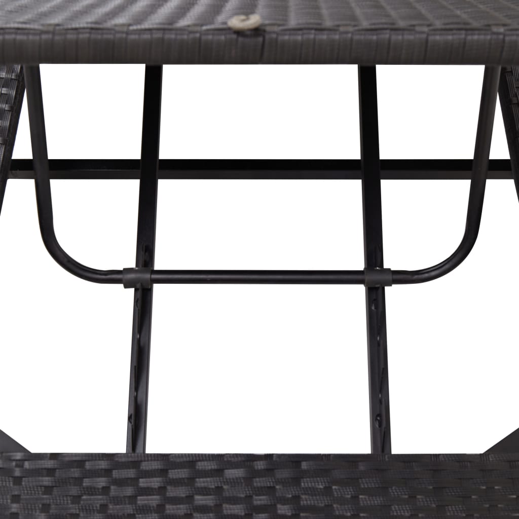 Sonnenliege mit Auflage Schwarz Poly Rattan