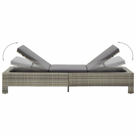 Sonnenliege mit Auflage Grau Poly Rattan