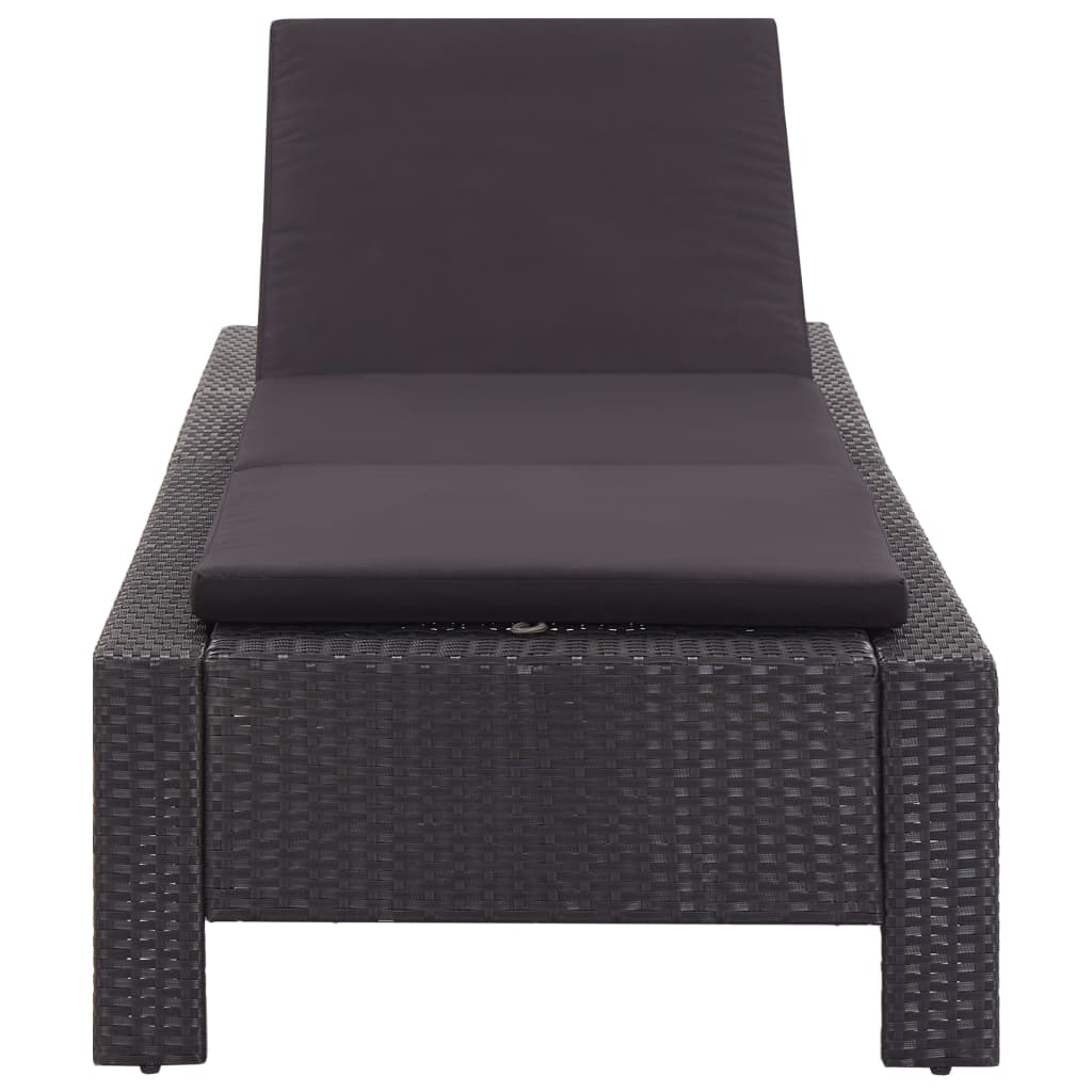 Sonnenliege mit Auflage Schwarz Poly Rattan