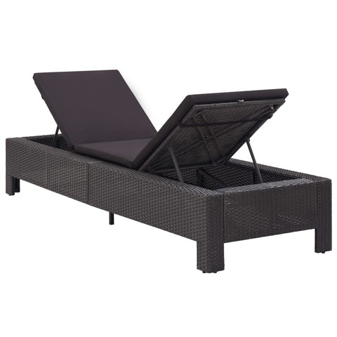 Sonnenliege mit Auflage Schwarz Poly Rattan