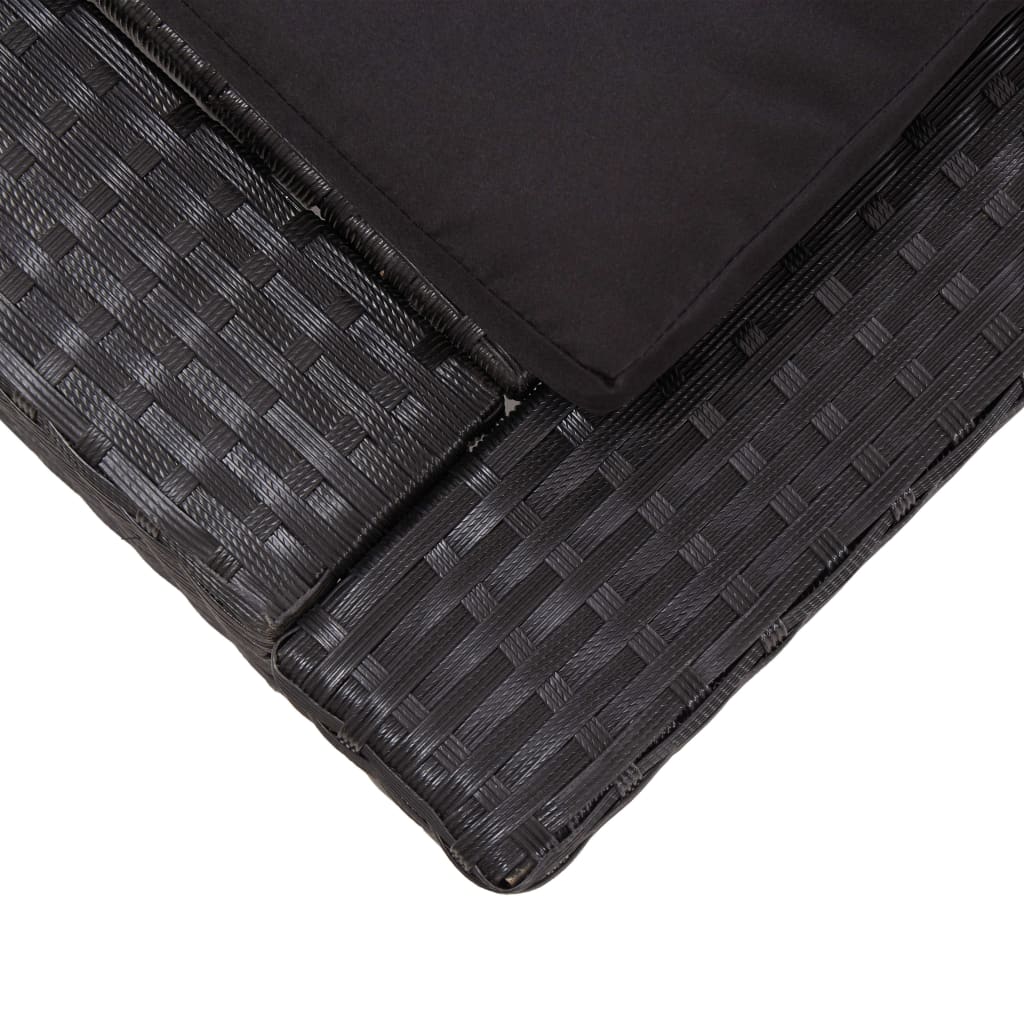 Sonnenliege mit Auflage Schwarz Poly Rattan