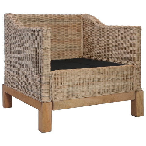 2-tlg. Sofagarnitur mit Kissen Natur Rattan