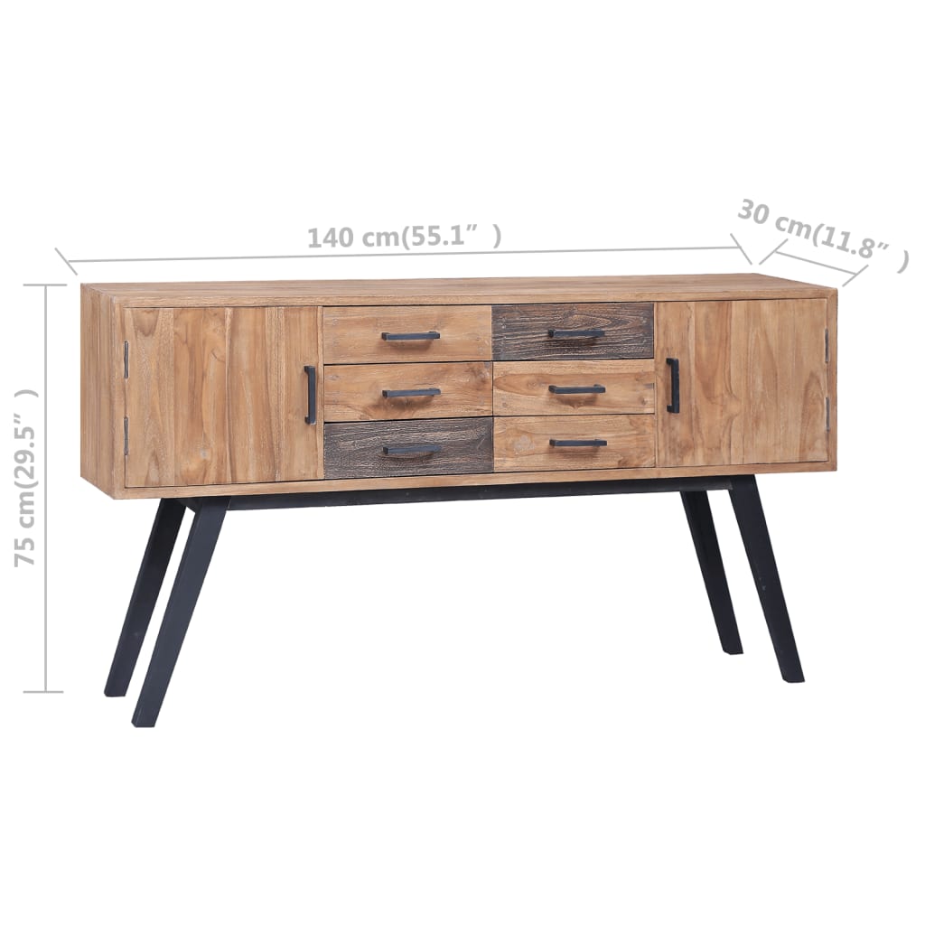 Beistellschrank 110x30x75 cm Massivholz Teak