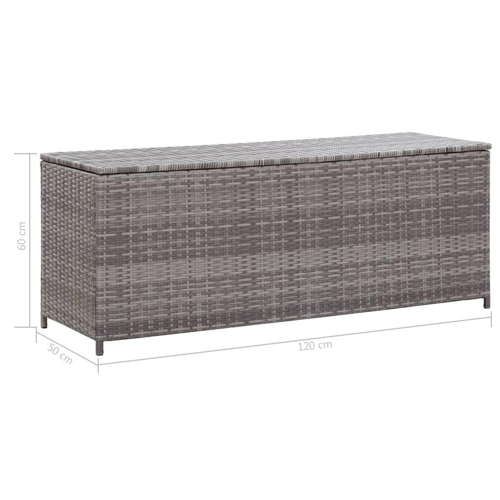 Garten-Auflagenbox Grau 120x50x60 cm Poly Rattan