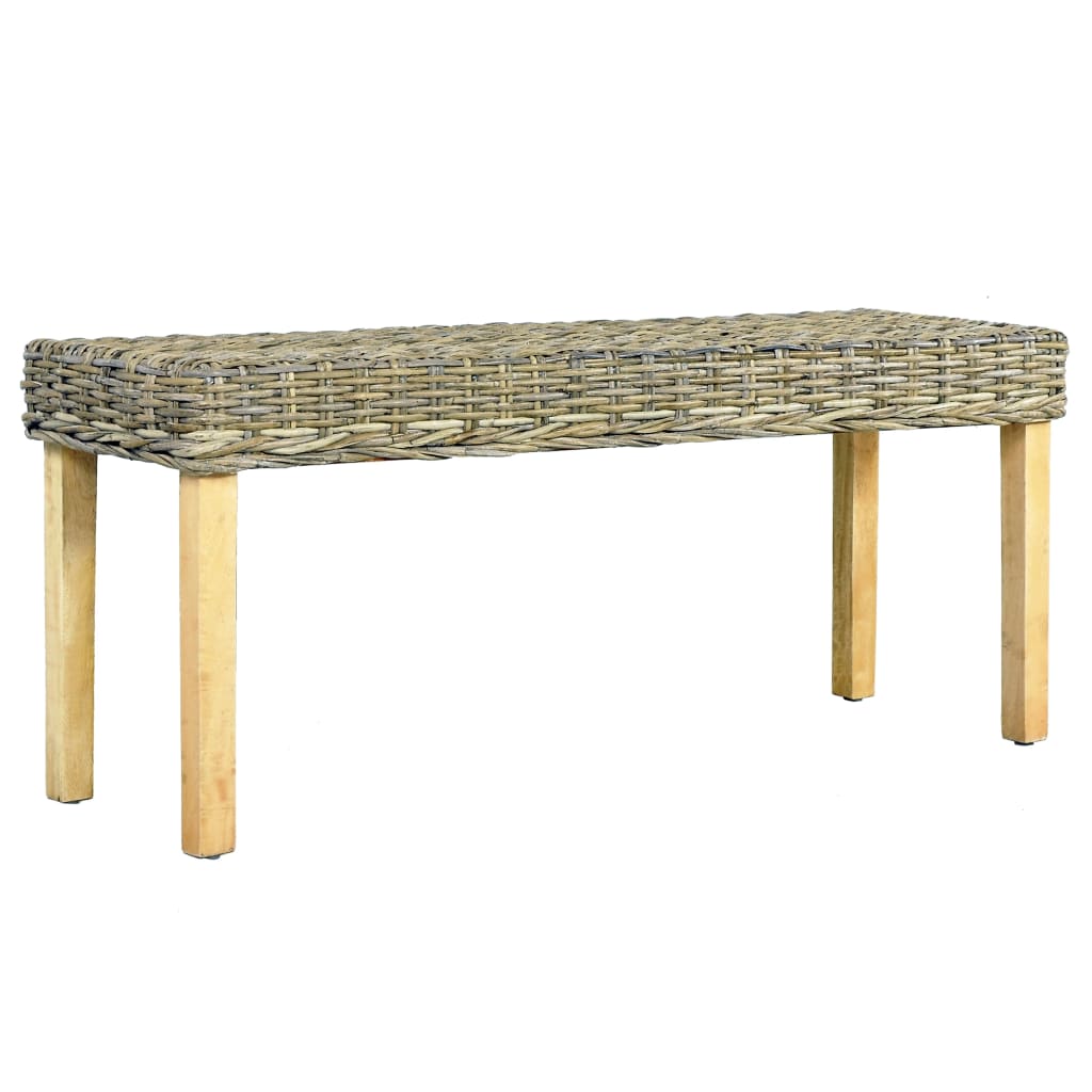 Sitzbank 110 cm Natur Kubu-Rattan und Massivholz Mango