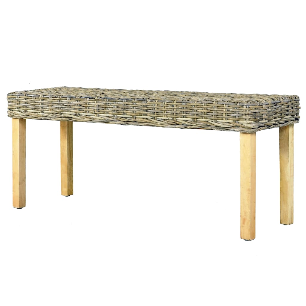 Sitzbank 110 cm Natur Kubu-Rattan und Massivholz Mango