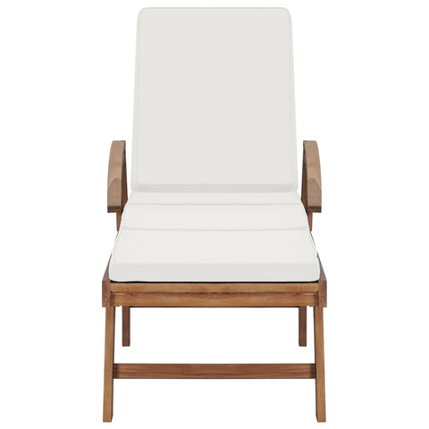 Sonnenliege mit Auflage Massivholz Teak Creme