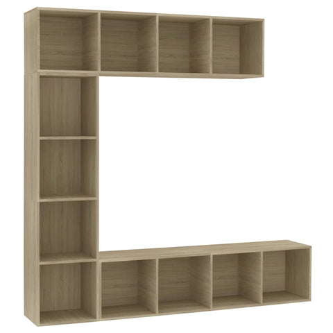 3-tlg. Bücher-/TV-Schrank Set Sonoma-Eiche 1180x30x180 cm