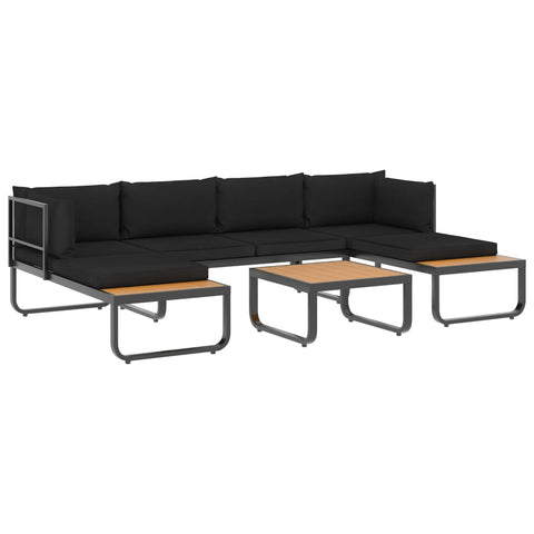 4-tlg. Garten-Ecksofa-Set mit Auflagen Aluminium und WPC