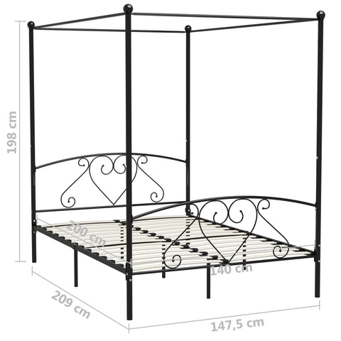 Himmelbett-Gestell Metall Bettgestell mit Herzmuster in verschiedenen Farben und Größen