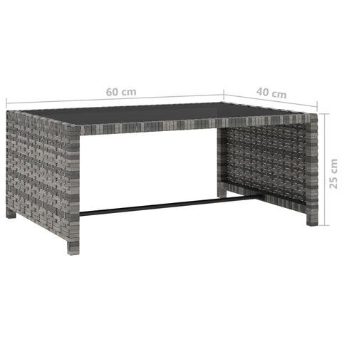 Outdoor-Lehnstühle 2 Stk. mit Tisch Grau Poly Rattan