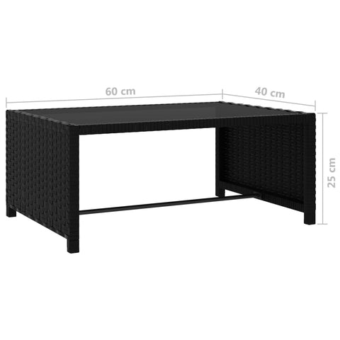 Outdoor-Lehnstühle 2 Stk. mit Tisch Schwarz Poly-Rattan