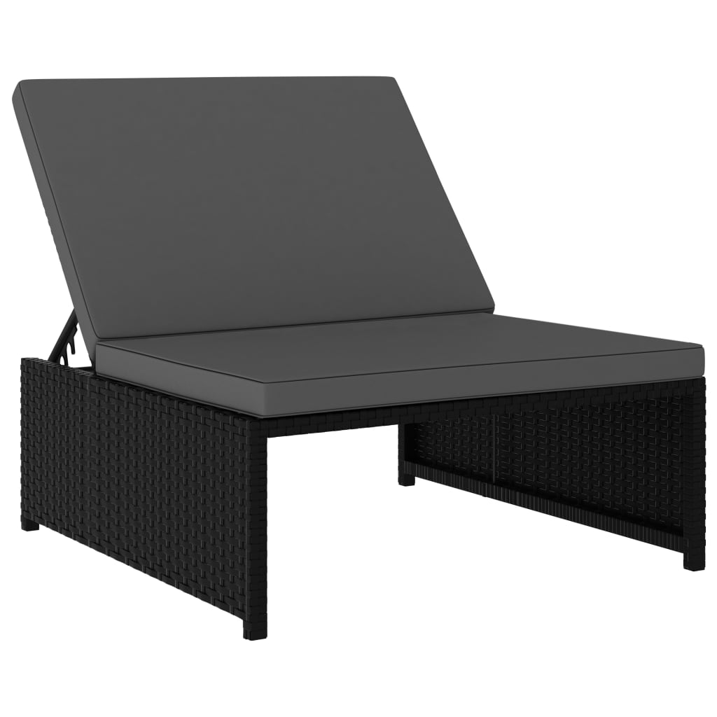 Outdoor-Lehnstühle 2 Stk. mit Tisch Schwarz Poly-Rattan