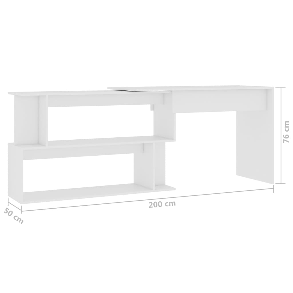 Eckschreibtisch Weiß 200x50x76 cm Holzwerkstoff