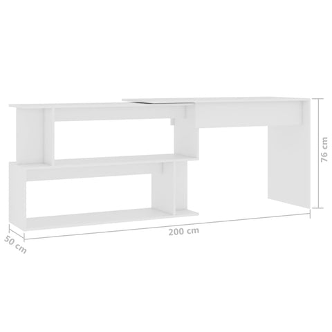 Eckschreibtisch Weiß 200x50x76 cm Holzwerkstoff