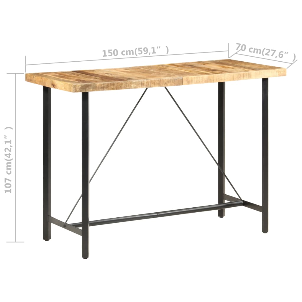 Bartisch 150x70x107 cm Raues Mangoholz