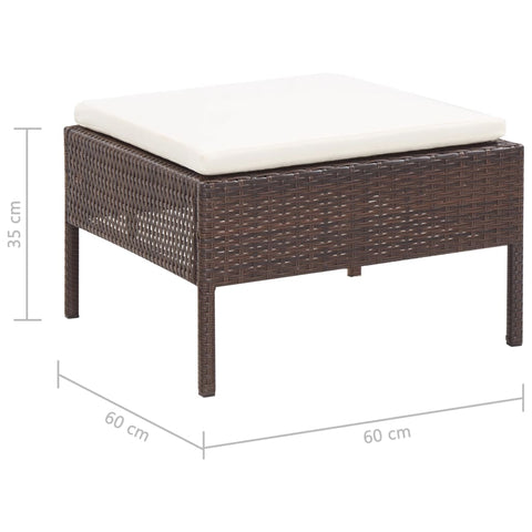 3-tlg. Garten-Lounge-Set mit Auflagen Poly Rattan Braun