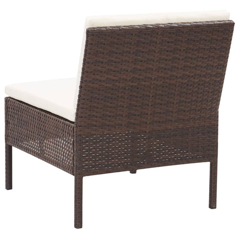 3-tlg. Garten-Lounge-Set mit Auflagen Poly Rattan Braun