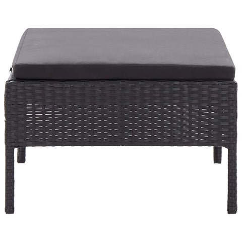 3-tlg. Garten-Lounge-Set mit Auflagen Poly Rattan Schwarz