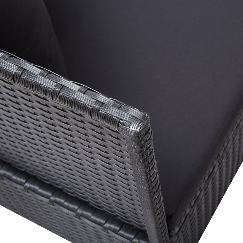 Garten-Sofabett mit Kissen Poly Rattan Schwarz