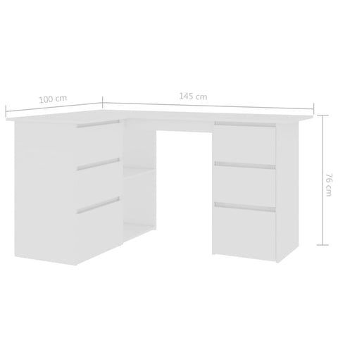 Eckschreibtisch Weiß 145x100x76 cm Holzwerkstoff