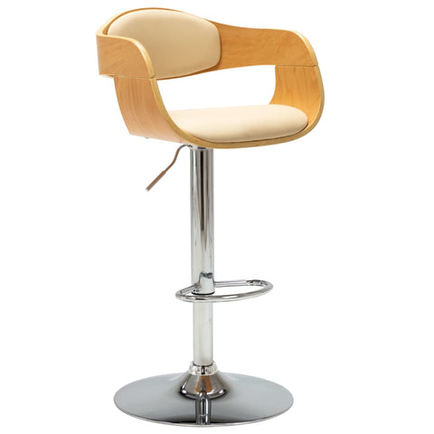 Barhocker 2 Stk. Creme Bugholz und Kunstleder