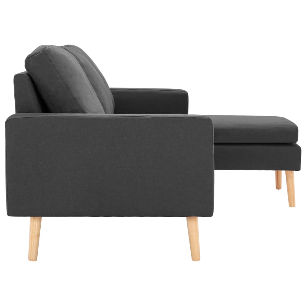 3-Sitzer-Sofa mit Hocker Dunkelgrau Stoff